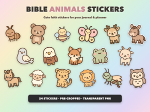 Bible Animals Stickers | Christian Digital Stickers | Bible Journaling GoodNotes Pre-Cropped PNG | Sunday School
