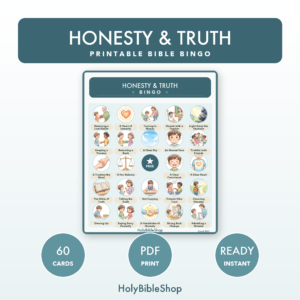 Honesty & Truth Bingo | Printable Bible Bingo Game for Kids | 60 Cards Sunday School VBS Christian Watercolor PDF