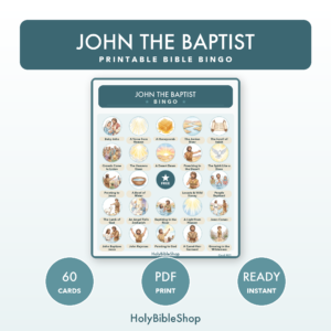 John The Baptist Bingo | Printable Bible Bingo Game for Kids | 60 Cards Sunday School VBS Christian Watercolor PDF