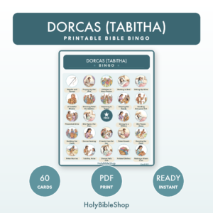 Dorcas (tabitha) Bingo | Printable Bible Bingo Game for Kids | 60 Cards Sunday School VBS Christian Watercolor PDF