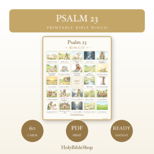 Psalm 23 Bingo | Printable Bible Bingo Game for Kids | 60 Cards Sunday School VBS Christian Watercolor PDF