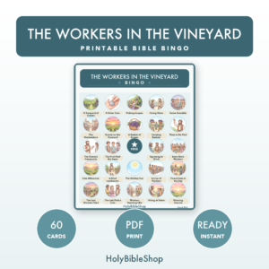 The Workers in the Vineyard Bingo | Bible Bingo Game for Kids | 60 Cards Sunday School VBS Christian Watercolor PDF