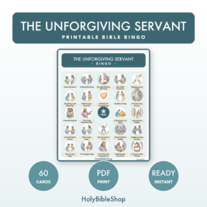 The Unforgiving Servant Bingo | Bible Bingo Game for Kids | 60 Cards Sunday School VBS Christian Watercolor PDF