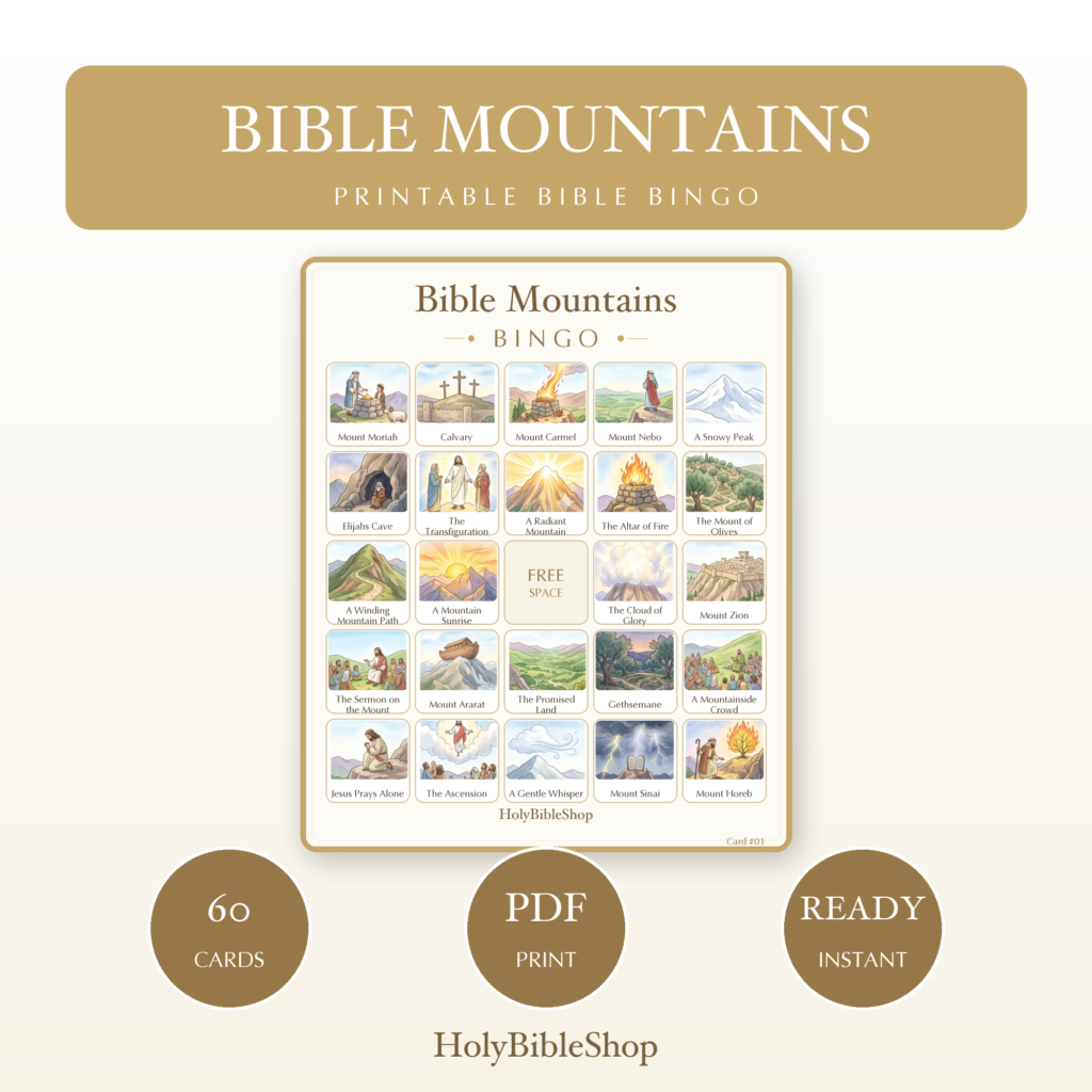 Gods Mountains and Rivers Bingo, 60 Printable Bingo Cards, Christian Mountains Rivers Game, Sunday School & Church Activity