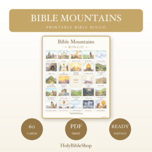 Gods Mountains and Rivers Bingo, 60 Printable Bingo Cards, Christian Mountains Rivers Game, Sunday School & Church Activity