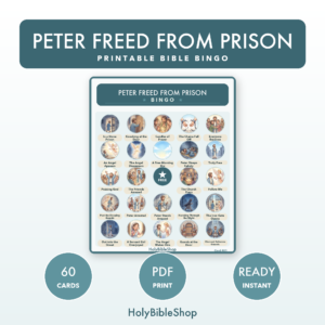 Peter Freed From Prison Bingo | Printable Bible Bingo Game for Kids | 60 Cards Sunday School VBS Christian Watercolor PDF
