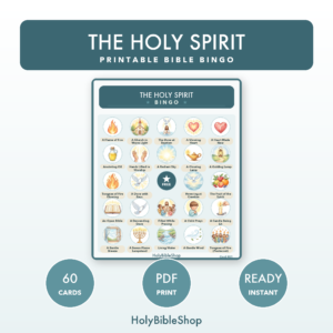 The Holy Spirit Bingo | Printable Bible Bingo Game for Kids | 60 Cards Sunday School VBS Christian Watercolor PDF