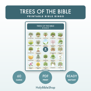 Trees Of The Bible Bingo | Printable Bible Bingo Game for Kids | 60 Cards Sunday School VBS Christian Watercolor PDF