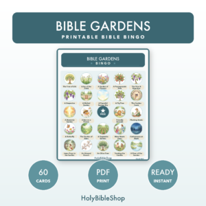 Bible Gardens Bingo | Printable Bible Bingo Game for Kids | 60 Cards Sunday School VBS Christian Watercolor PDF