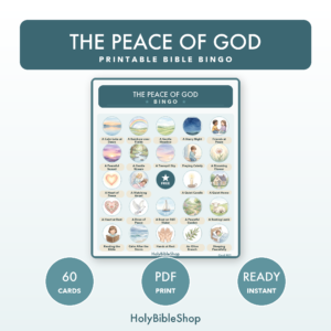 The Peace Of God Bingo | Printable Bible Bingo Game for Kids | 60 Cards Sunday School VBS Christian Watercolor PDF