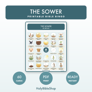 The Sower Bingo | Printable Bible Bingo Game for Kids | 60 Cards Sunday School VBS Christian Watercolor PDF