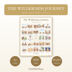 The Wilderness Journey Bingo | Printable Bible Bingo Game for Kids | 60 Cards Sunday School VBS Christian Watercolor PDF