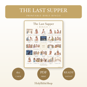 The Last Supper Bingo | Printable Bible Bingo Game for Kids | 60 Cards Sunday School VBS Christian Watercolor PDF