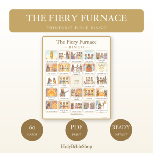The Fiery Furnace Bingo | Printable Bible Bingo Game for Kids | 60 Cards Sunday School VBS Christian Watercolor PDF