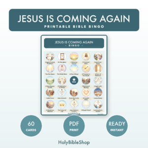 Jesus Is Coming Again Bingo | Printable Bible Bingo Game for Kids | 60 Cards Sunday School VBS Christian Watercolor PDF