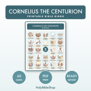 Cornelius The Centurion Bingo | Printable Bible Bingo Game for Kids | 60 Cards Sunday School VBS Christian Watercolor PDF