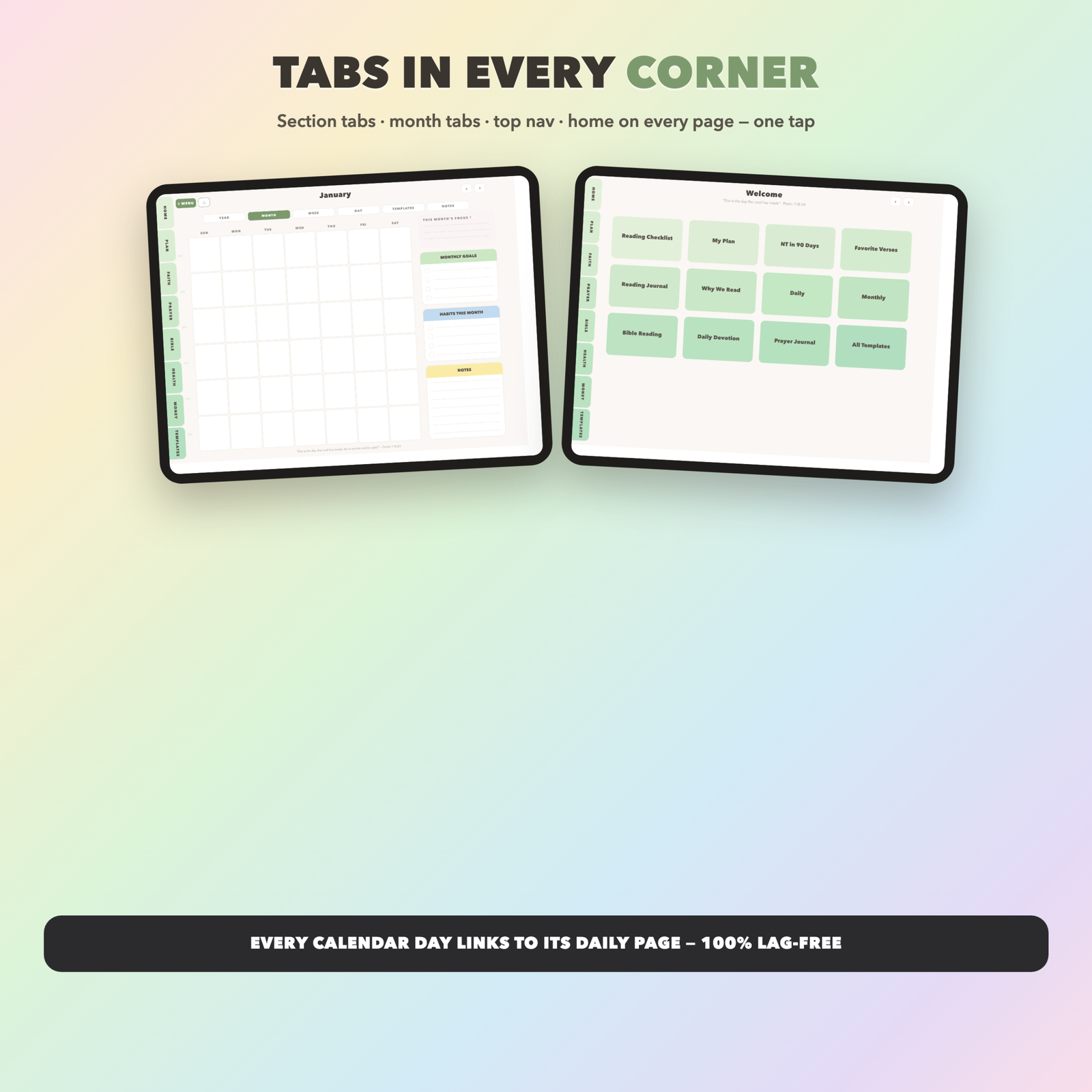 Bible Reading Plan Planner Undated | Christian Faith Planner GoodNotes iPad | Sage Green - Image 2
