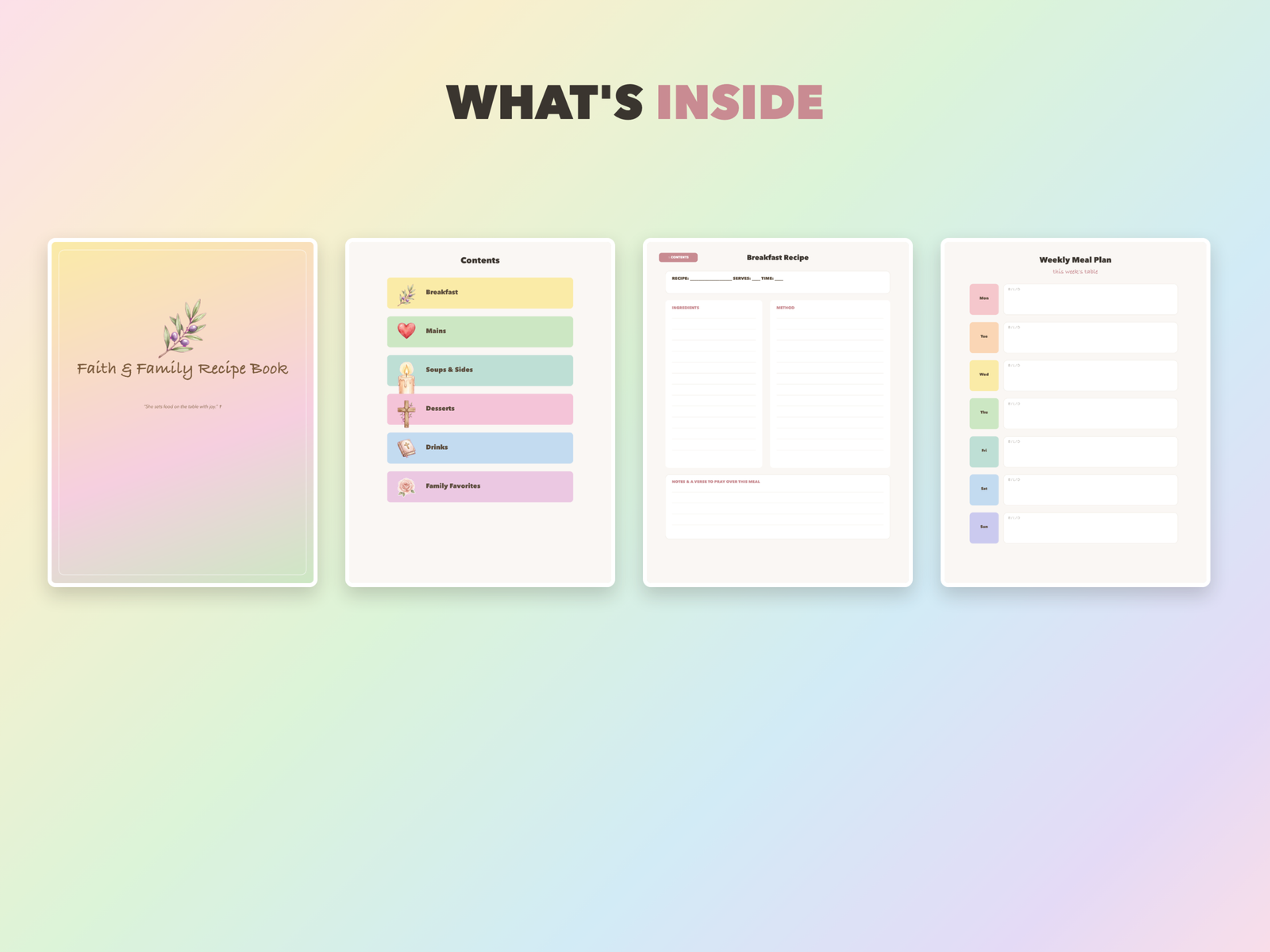 Faith Family Recipe Book | Christian Printable | Faith Digital Download | Bible | Instant Download - Image 2