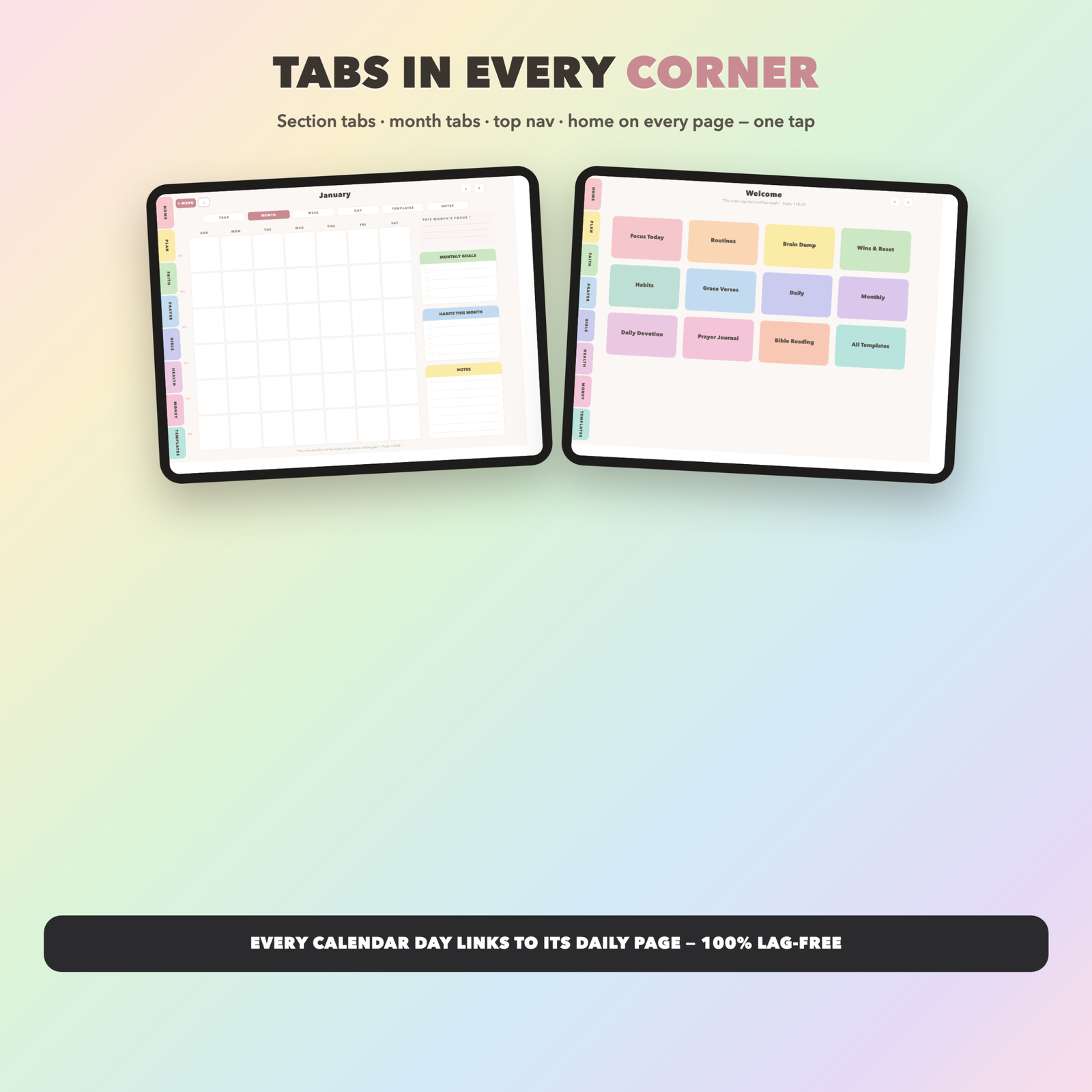 Faith ADHD Planner Undated | Christian Faith Planner GoodNotes iPad | Pastel Rainbow - Image 2