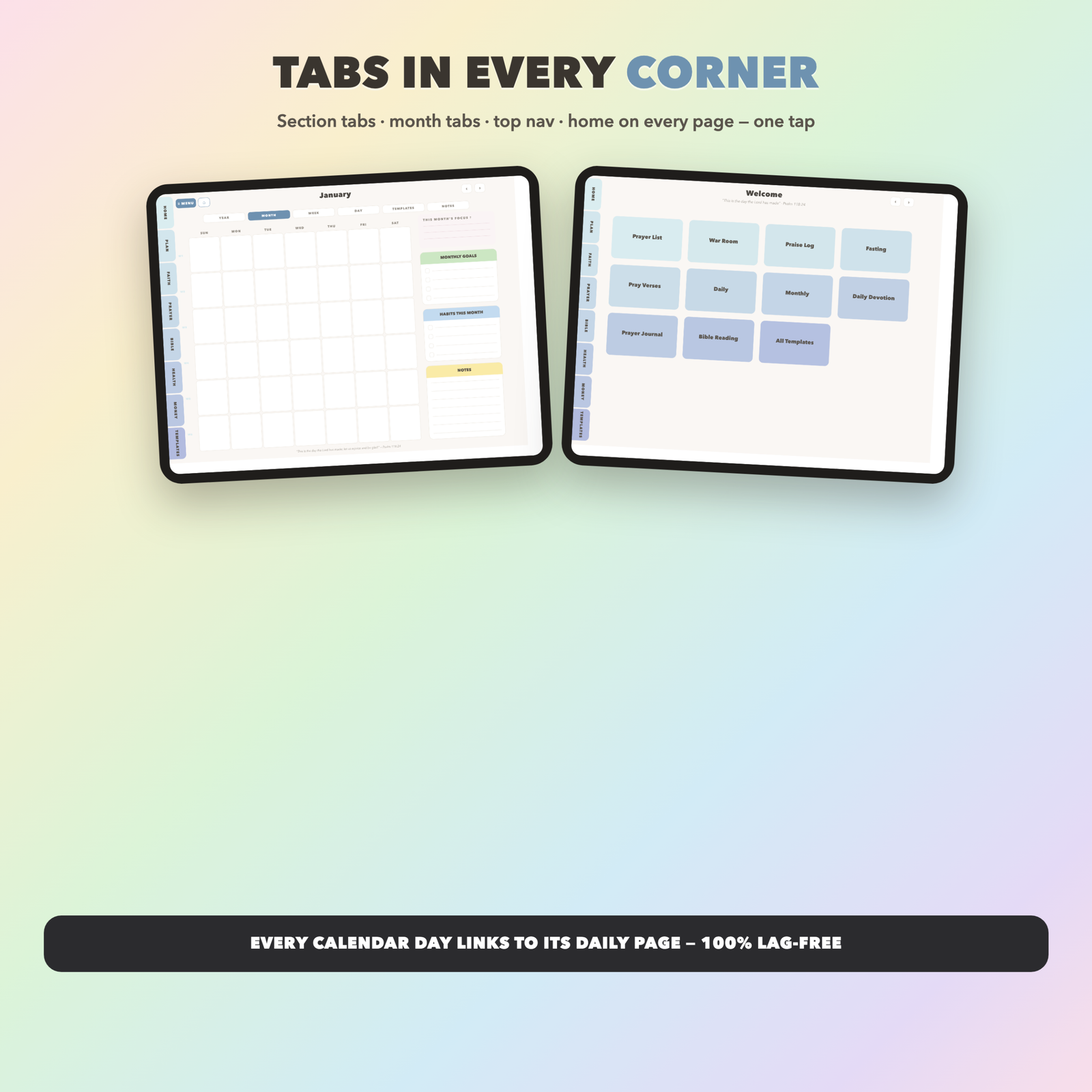 Prayer Life Planner Undated | Christian Faith Planner GoodNotes iPad | Dusty Blue - Image 2