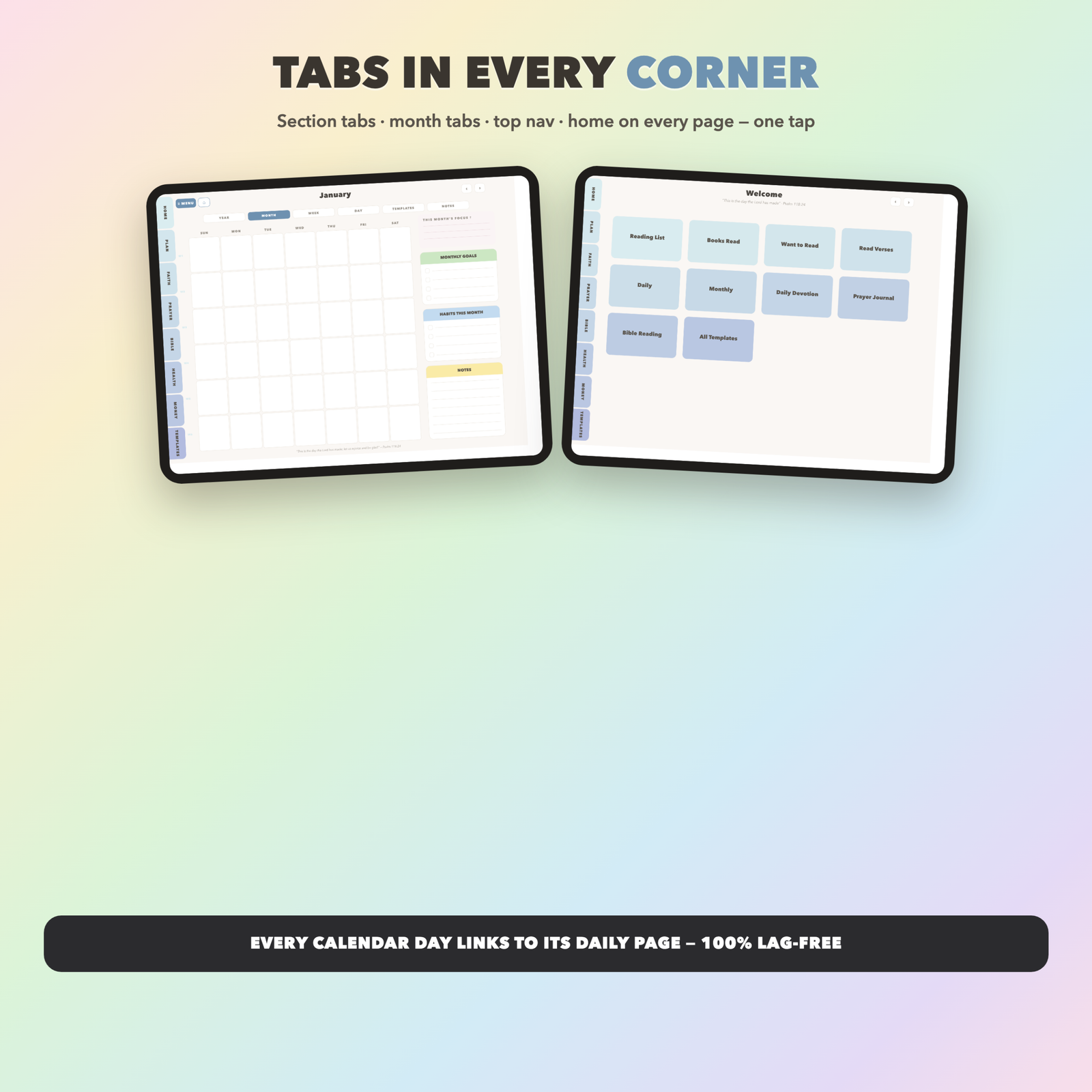 Christian Reading List Planner Undated | Christian Faith Planner GoodNotes iPad | Dusty Blue - Image 2