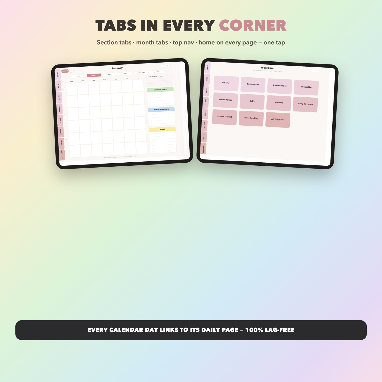 Christian Travel Planner Undated | Christian Faith Planner GoodNotes iPad | Blush Pink - Image 2
