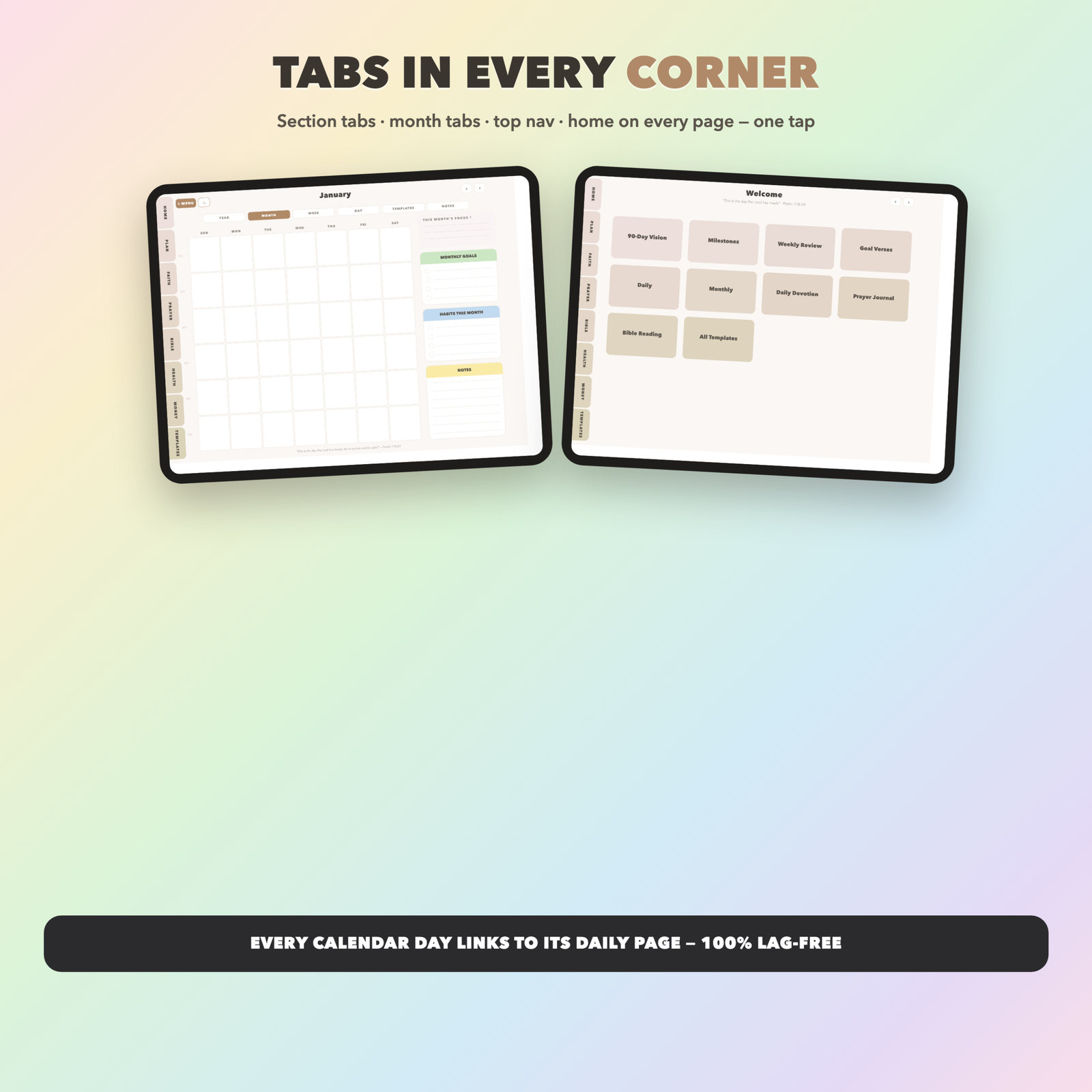 Faith 90-Day Goals Planner Undated | Christian Faith Planner GoodNotes iPad | Neutral Boho - Image 2