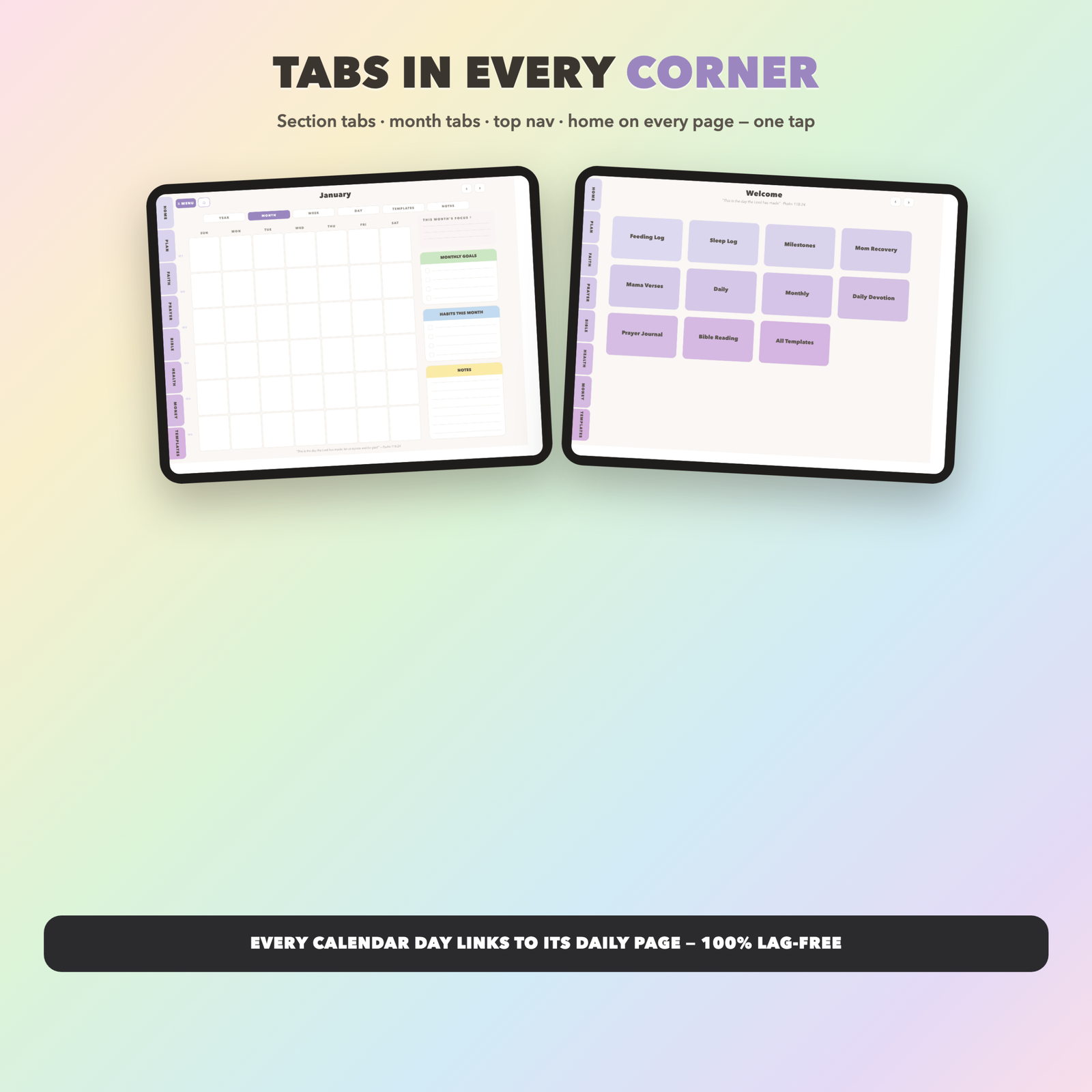 New Mom Postpartum Planner Undated | Christian Faith Planner GoodNotes iPad | Lavender - Image 2