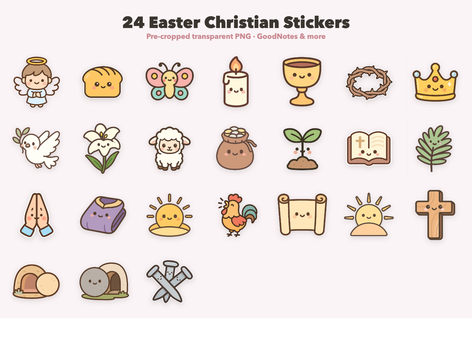 Easter Christian Stickers | Christian Digital Stickers | Bible Journaling GoodNotes Pre-Cropped PNG | Sunday School - Image 2