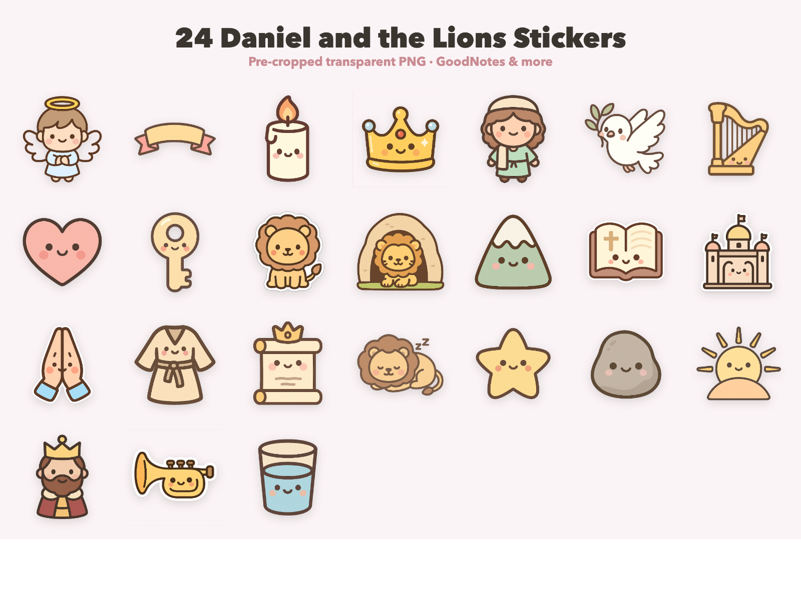 Daniel and the Lions Stickers | Christian Digital Stickers | Bible Journaling GoodNotes Pre-Cropped PNG | Sunday School - Image 2