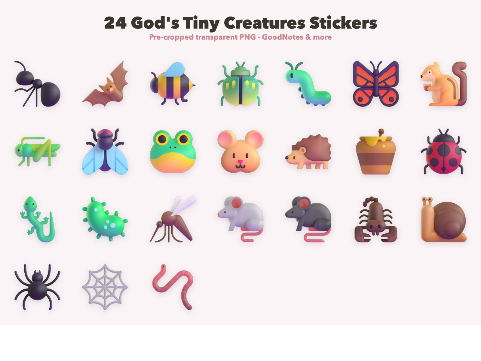 God's Tiny Creatures Stickers | Christian Digital Stickers | Bible Journaling GoodNotes Pre-Cropped PNG | Sunday School - Image 2