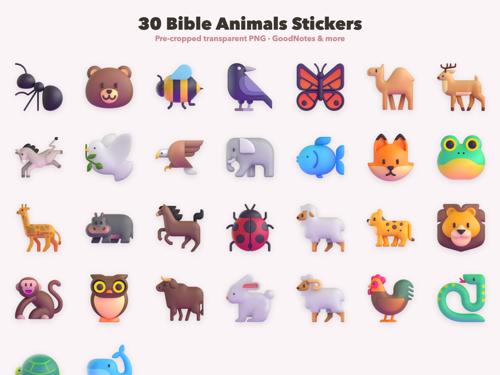 God's Creation Animals Stickers | Christian Digital Stickers | Bible Journaling GoodNotes Pre-Cropped PNG | Sunday School - Image 2