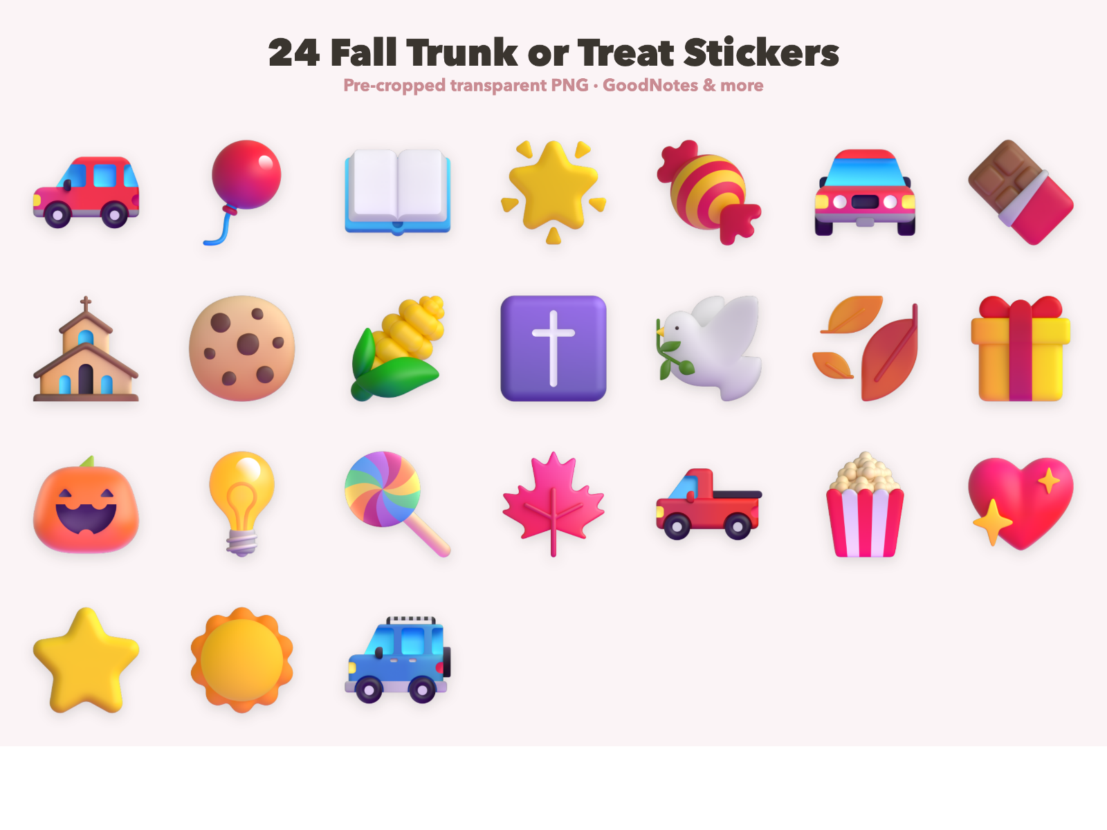 Fall Trunk or Treat Stickers | Christian Digital Stickers | Bible Journaling GoodNotes Pre-Cropped PNG | Sunday School - Image 2