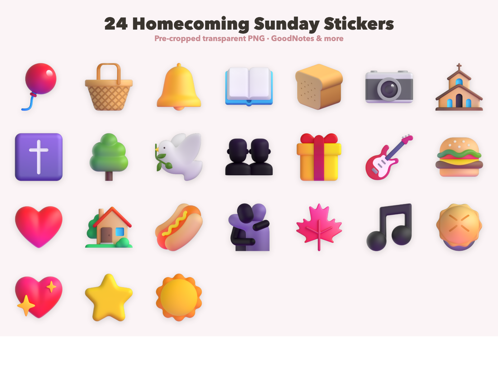 Homecoming Sunday Stickers | Christian Digital Stickers | Bible Journaling GoodNotes Pre-Cropped PNG | Sunday School - Image 2