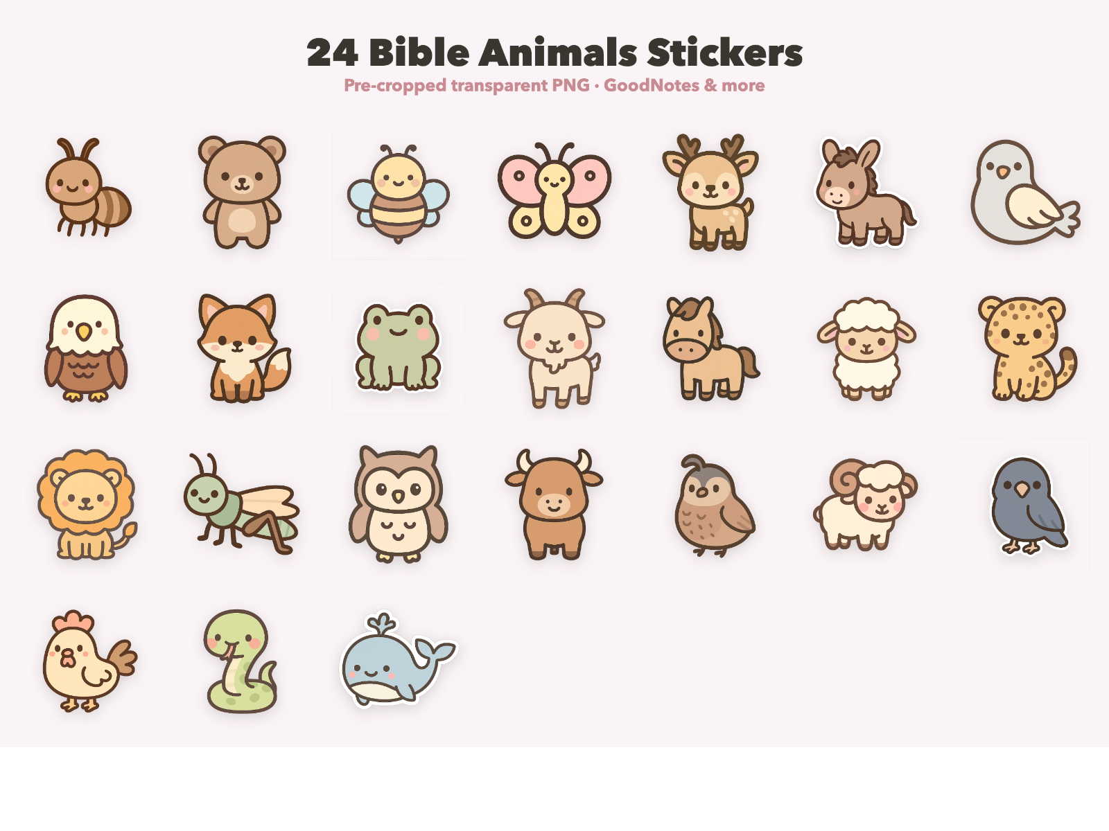 Bible Animals Stickers | Christian Digital Stickers | Bible Journaling GoodNotes Pre-Cropped PNG | Sunday School - Image 2