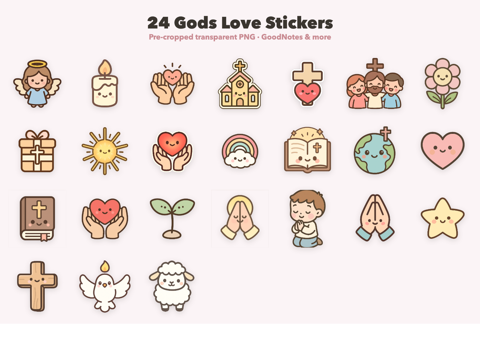 Gods Love Stickers | Christian Digital Stickers | Bible Journaling GoodNotes Pre-Cropped PNG | Sunday School - Image 2