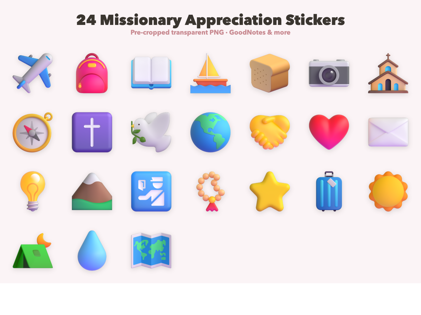 Missionary Appreciation Stickers | Christian Digital Stickers | Bible Journaling GoodNotes Pre-Cropped PNG | Sunday School - Image 2