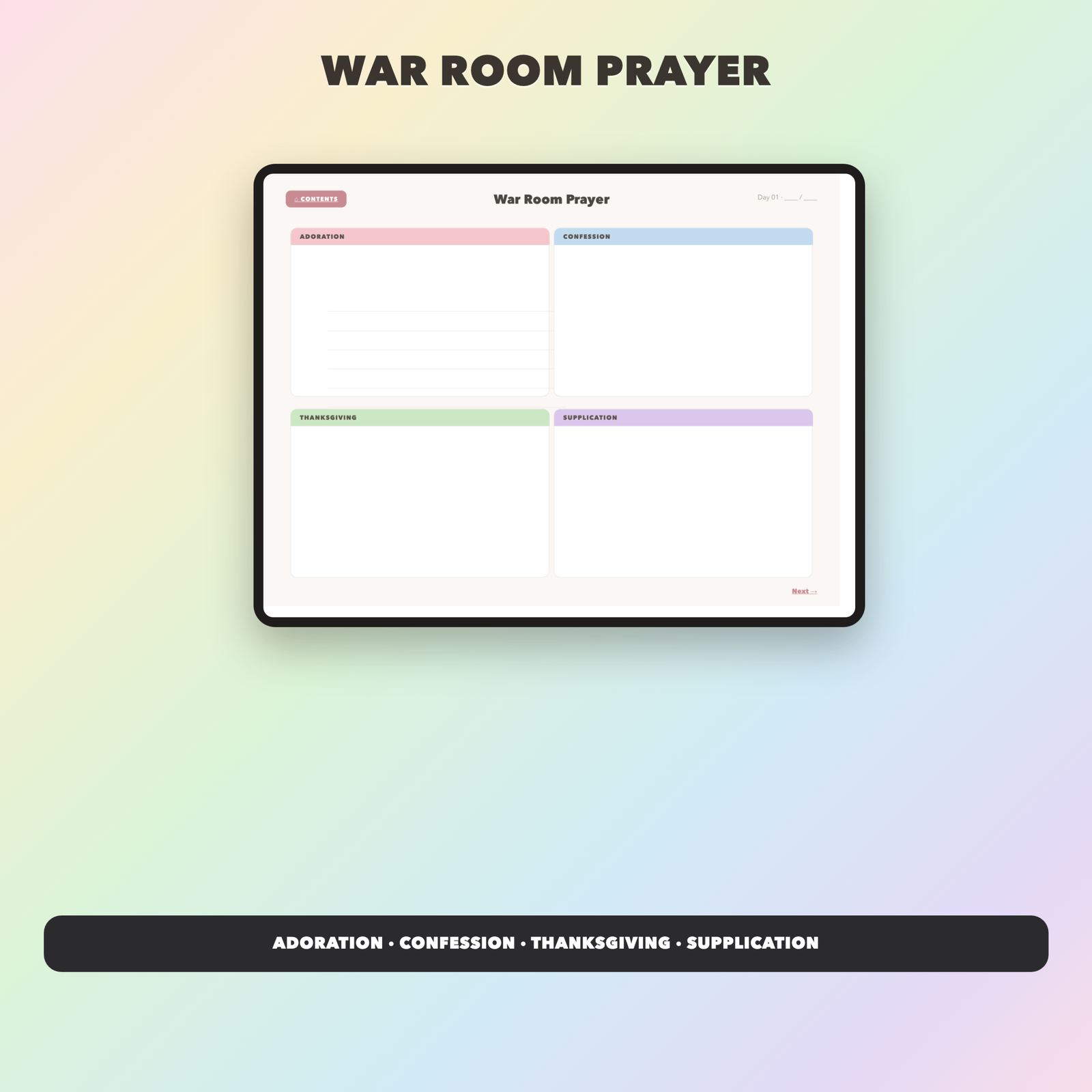 War Room Prayer Journal | Christian Digital Journal | Hyperlinked GoodNotes iPad | Faith Devotional - Image 3