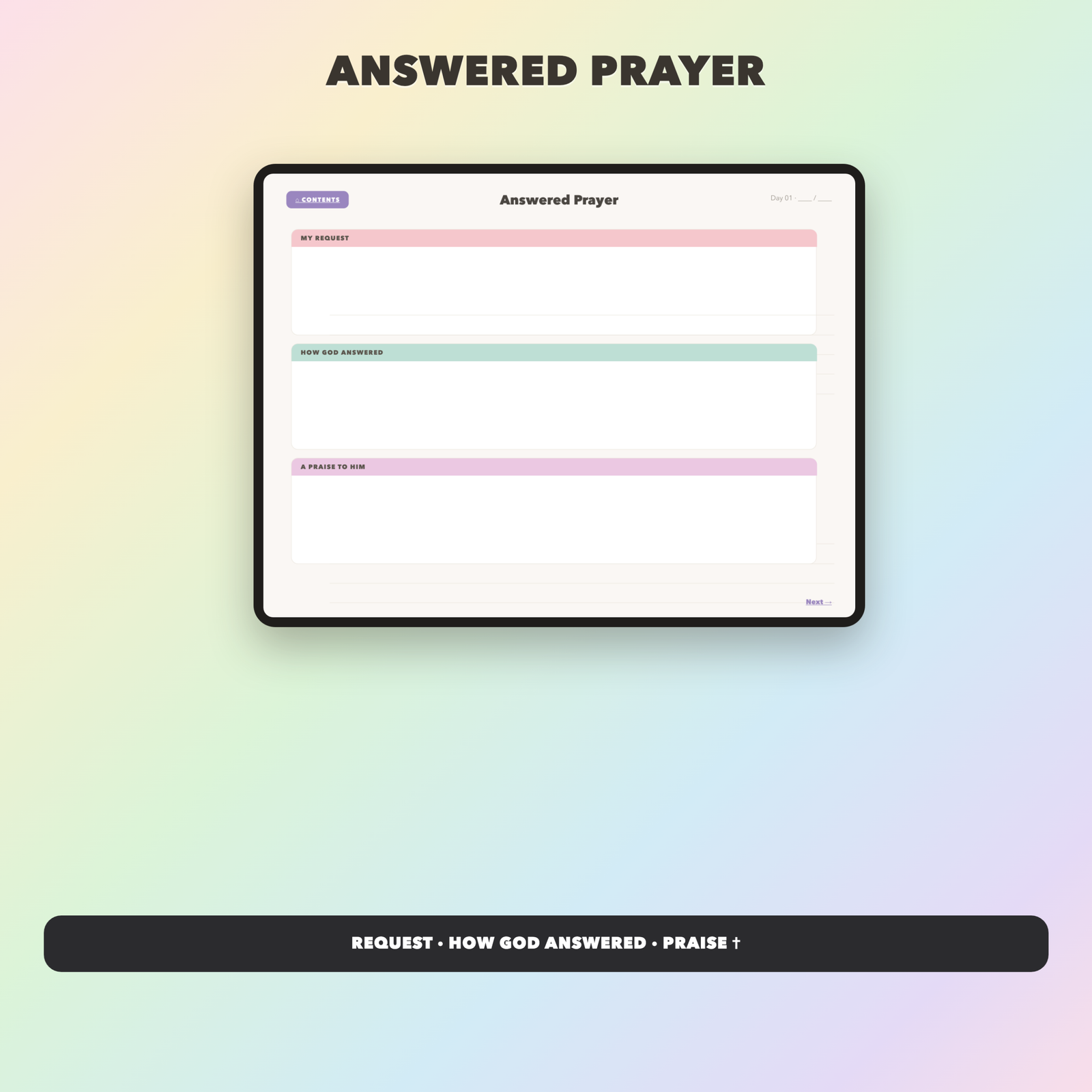 Answered Prayers Journal | Christian Digital Journal | Hyperlinked GoodNotes iPad | Faith Devotional - Image 3
