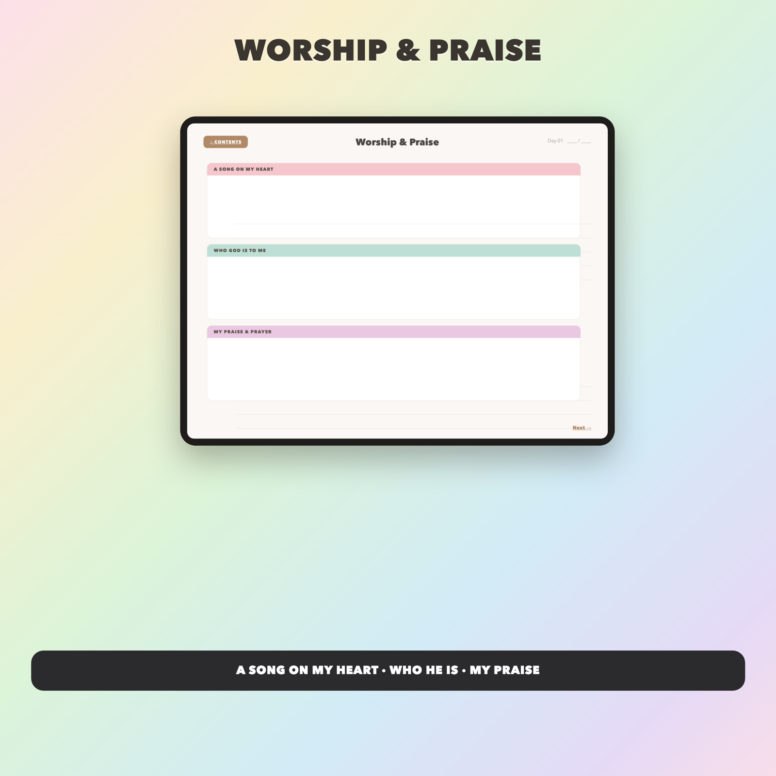 Worship Journal | Christian Digital Journal | Hyperlinked GoodNotes iPad | Faith Devotional - Image 3