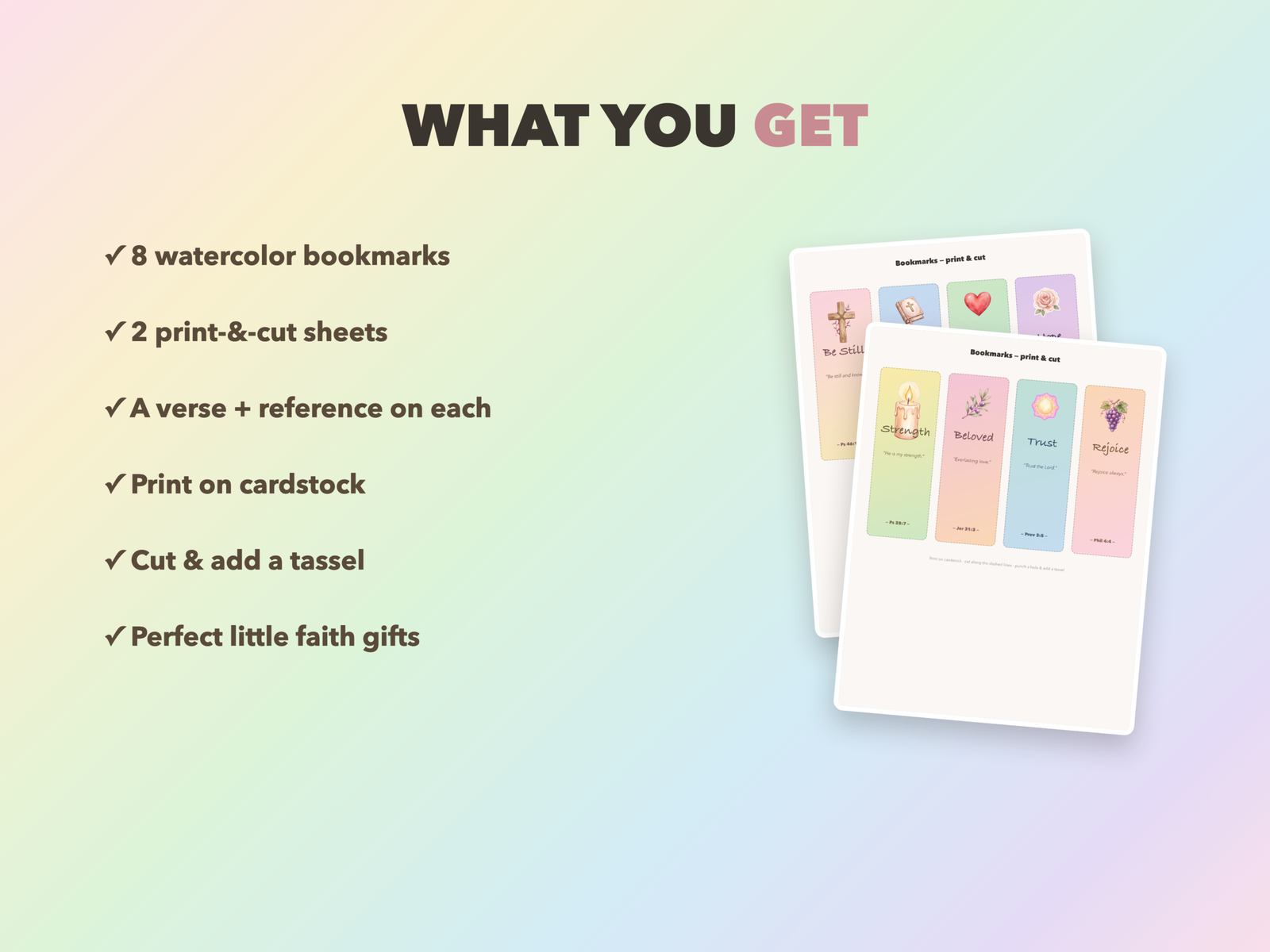 Christian Bookmarks Pack | Christian Printable | Faith Digital Download | Bible | Instant Download - Image 3