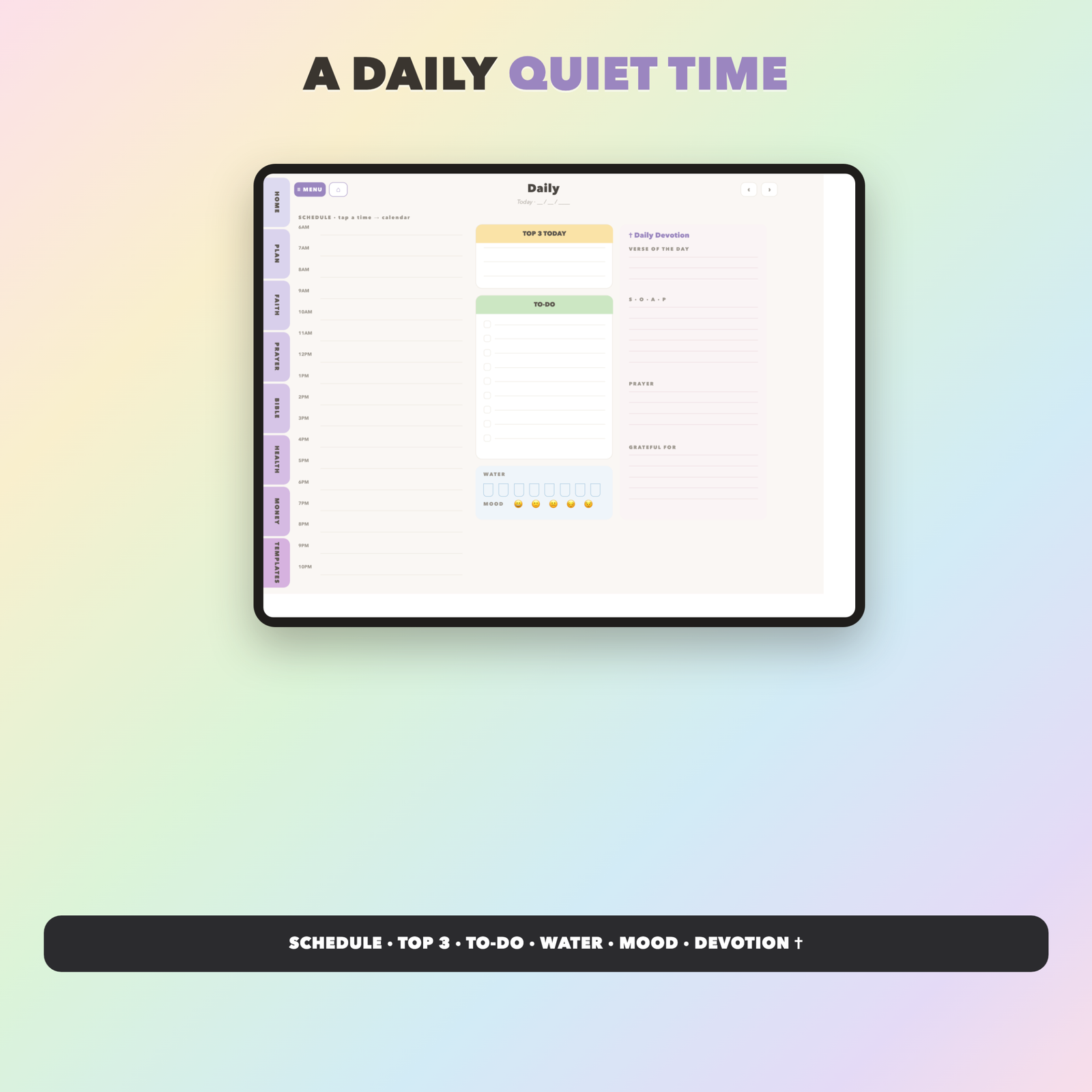 Christian Mom Planner Undated | Christian Faith Planner GoodNotes iPad | Lavender - Image 3