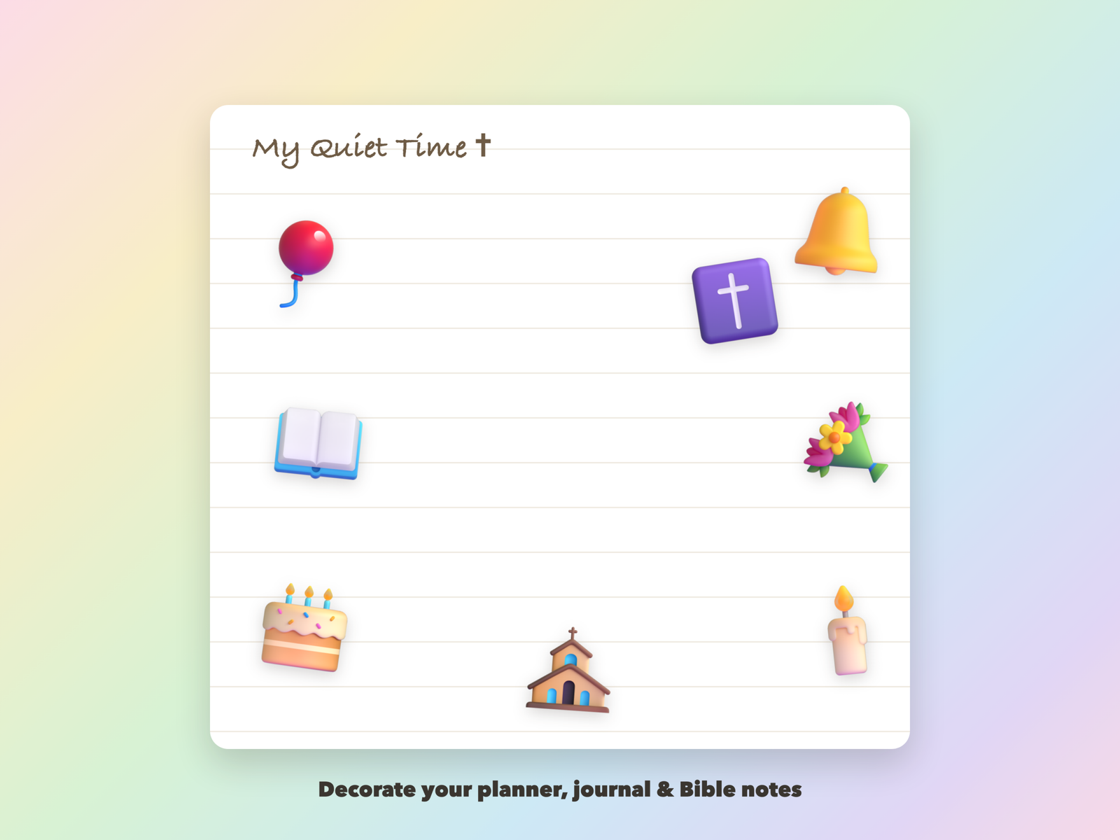 Faith Hope and Love Wedding Stickers | Christian Digital Stickers | Bible Journaling GoodNotes Pre-Cropped PNG | Sunday School - Image 3