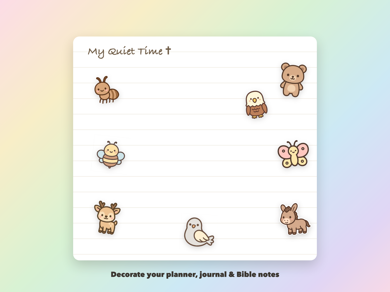 Bible Animals Stickers | Christian Digital Stickers | Bible Journaling GoodNotes Pre-Cropped PNG | Sunday School - Image 3
