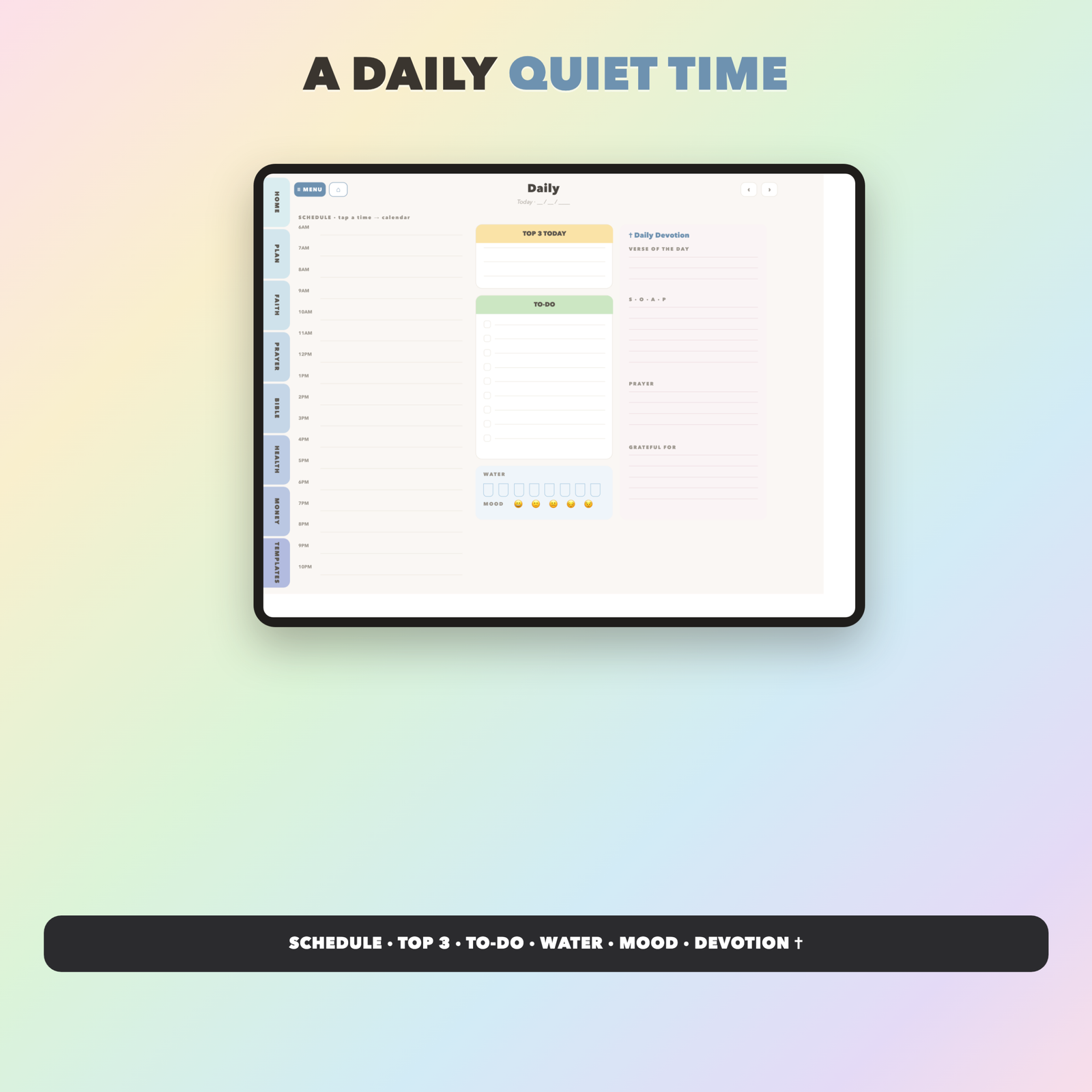 Christian Nurse Planner Undated | Christian Faith Planner GoodNotes iPad | Dusty Blue - Image 3