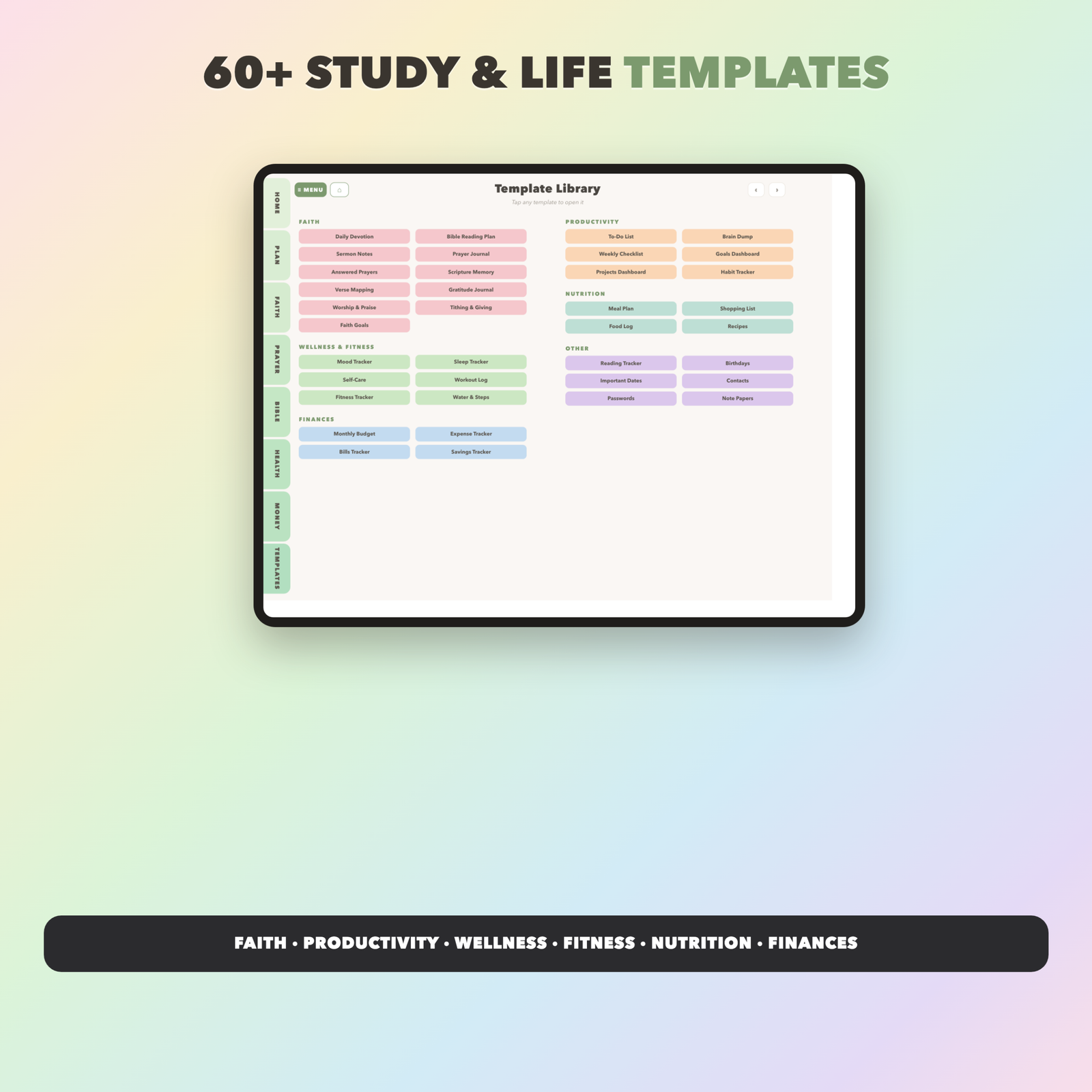 Bible Study Planner Undated | Christian Faith Planner GoodNotes iPad | Sage Green - Image 4