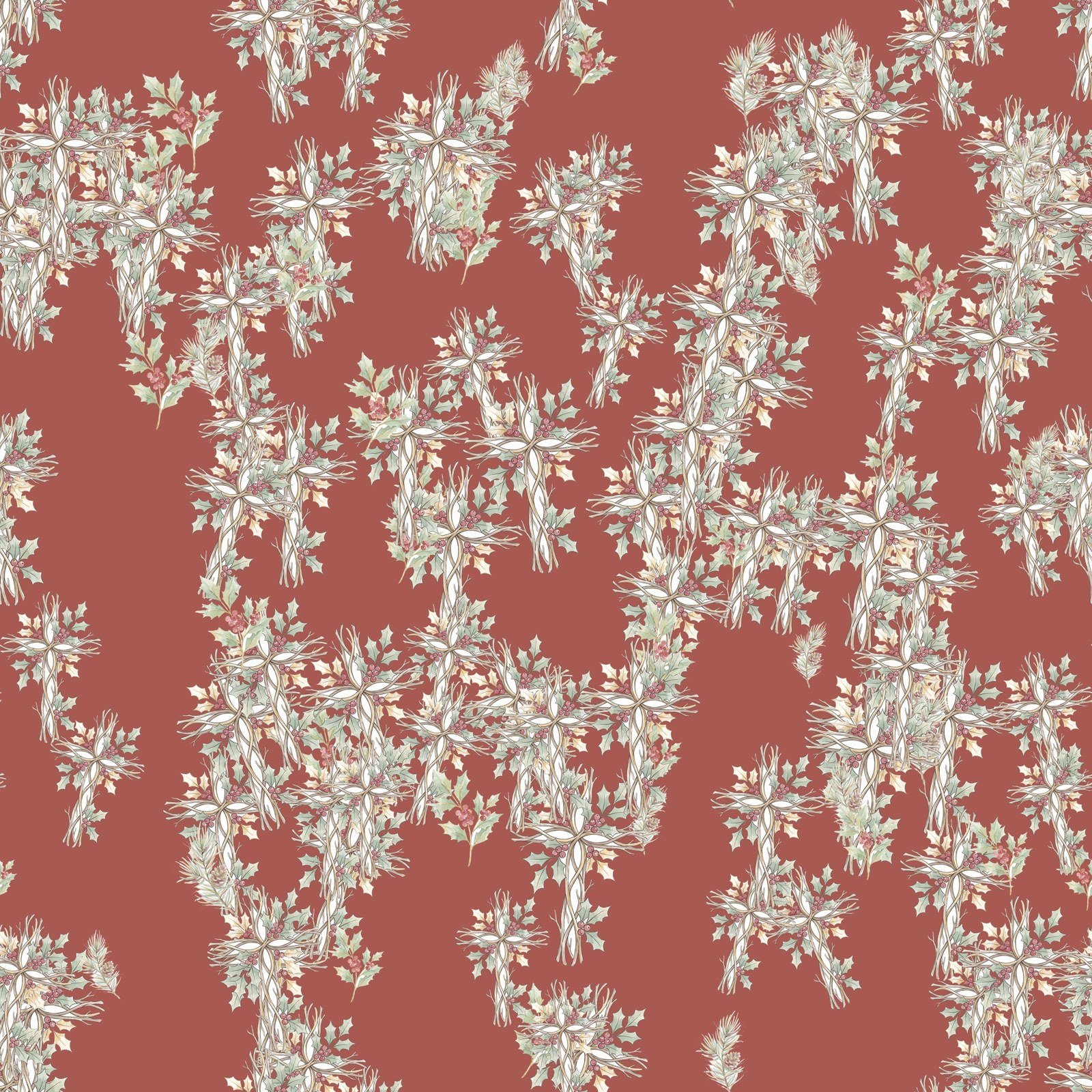 Christian Christmas Digital Paper, 12 Seamless 12x12 Backgrounds, Nativity Cross Star Holly Scrapbook Paper, Commercial Use Junk Journal - Image 4