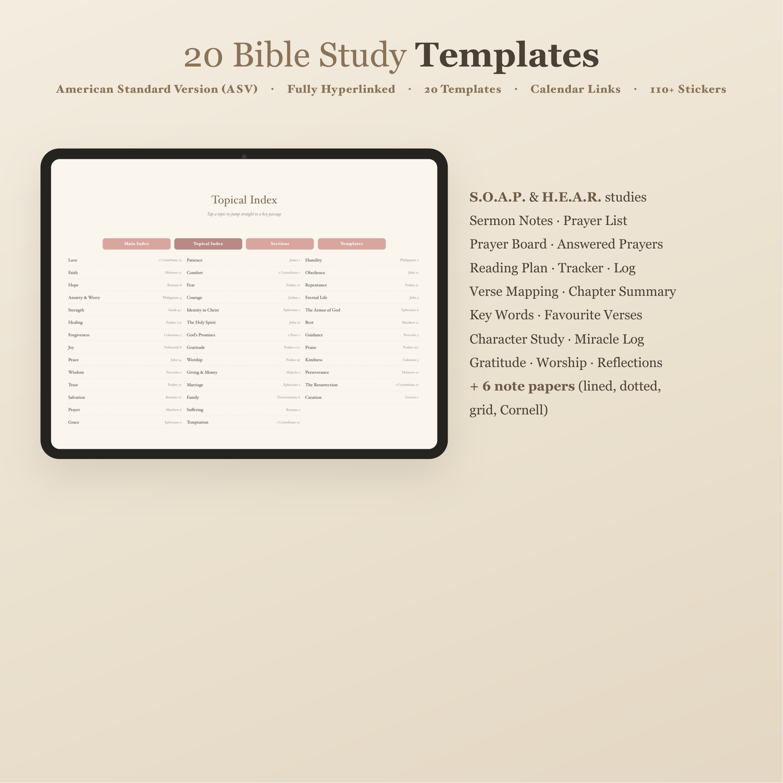 ASV Digital Study Bible | Hyperlinked GoodNotes/iPad Journaling Bible | American Standard Version, Templates, Topical Index, Bookmarks - Image 4