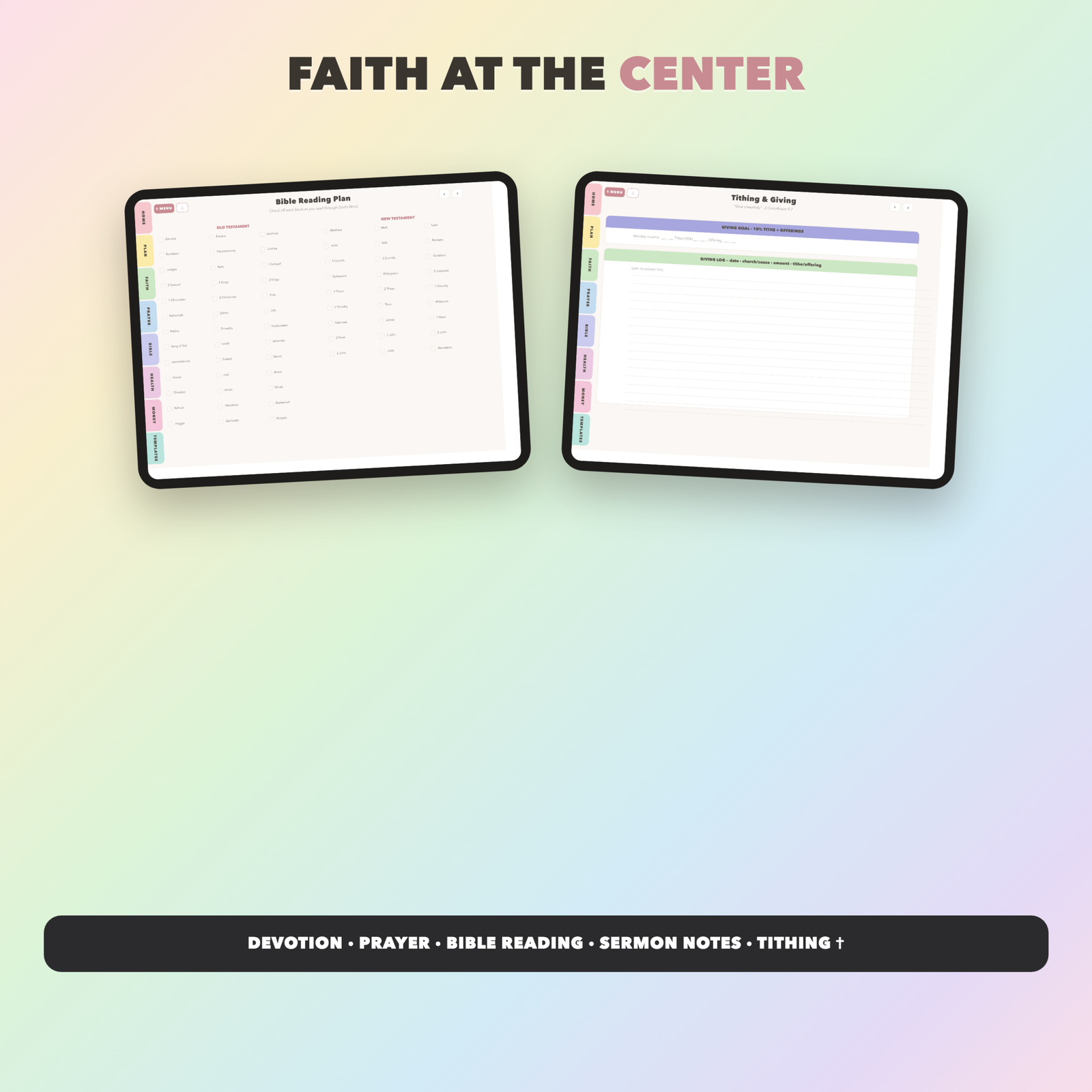 Faith ADHD Planner Undated | Christian Faith Planner GoodNotes iPad | Pastel Rainbow - Image 5