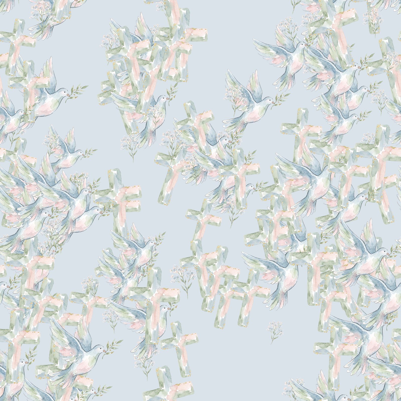 Christian Watercolor Digital Paper, 12 Seamless 12x12 Backgrounds, Cross Dove Faith Scrapbook Paper, Commercial Use, Junk Journal Download - Image 5